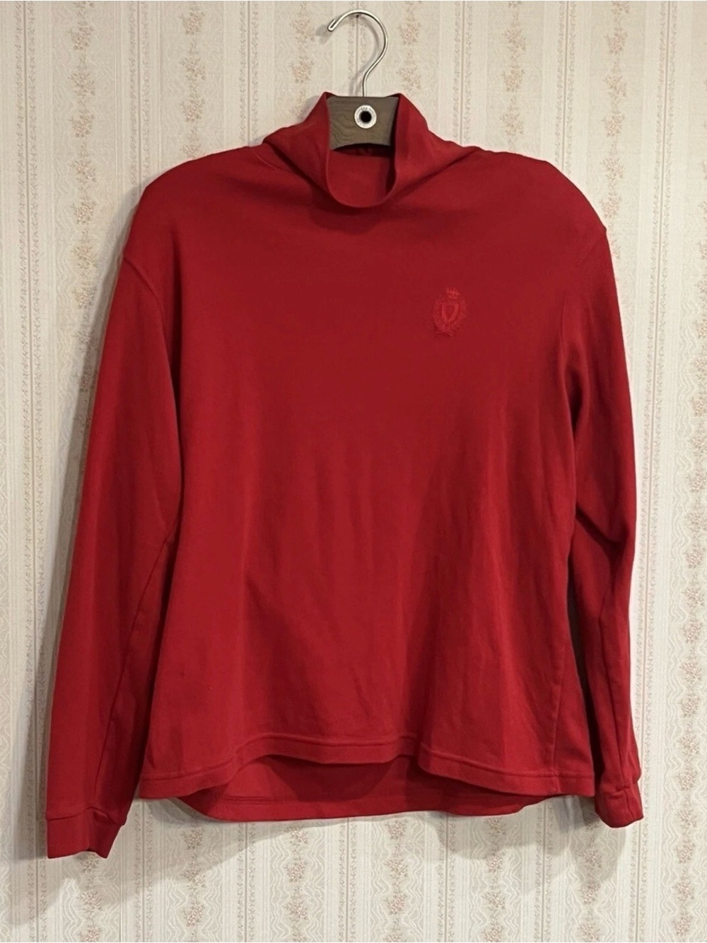 Women's Red Turtleneck Long-Sleeve Top